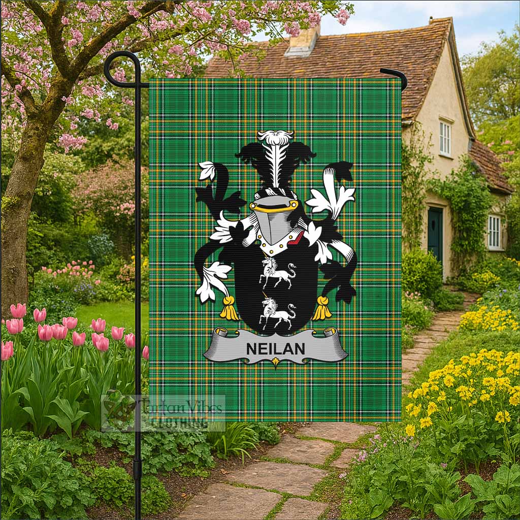Neilan Irish Clan Tartan Flag with Coat of Arms