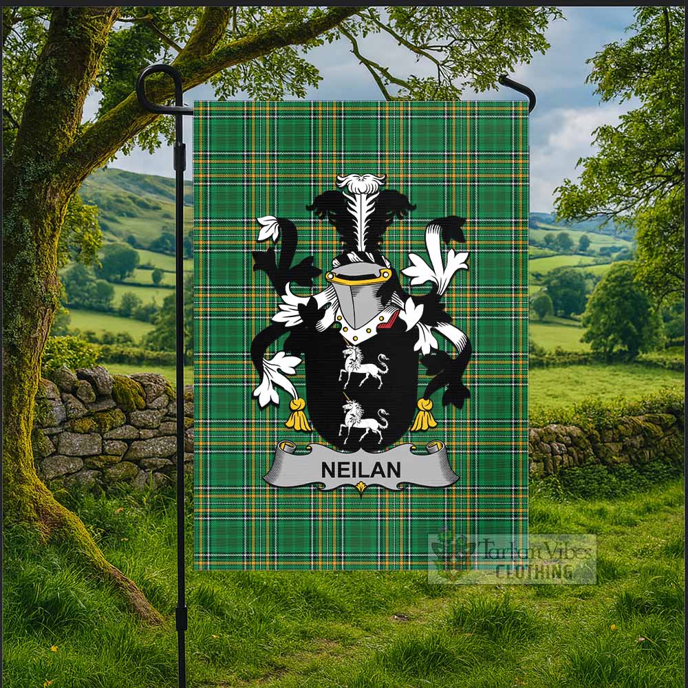 Neilan Irish Clan Tartan Flag with Coat of Arms