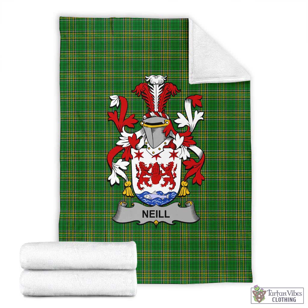 Tartan Vibes Clothing Neill Irish Clan Tartan Blanket with Coat of Arms