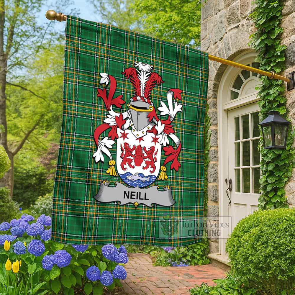 Neill Irish Clan Tartan Flag with Coat of Arms