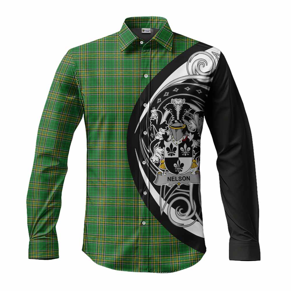 Tartan Vibes Clothing Nelson Irish Clan Long Sleeve Button Shirt Celtic Circle Style