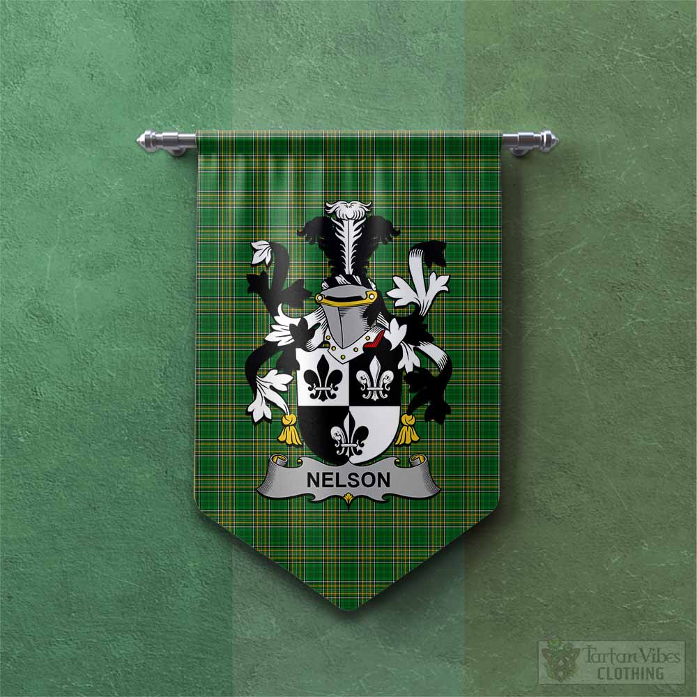 Tartan Vibes Clothing Nelson Irish Clan Tartan Gonfalon, Tartan Banner with Coat of Arms