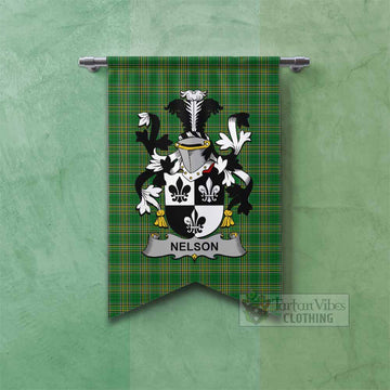 Nelson Irish Clan Tartan Gonfalon, Tartan Banner with Coat of Arms