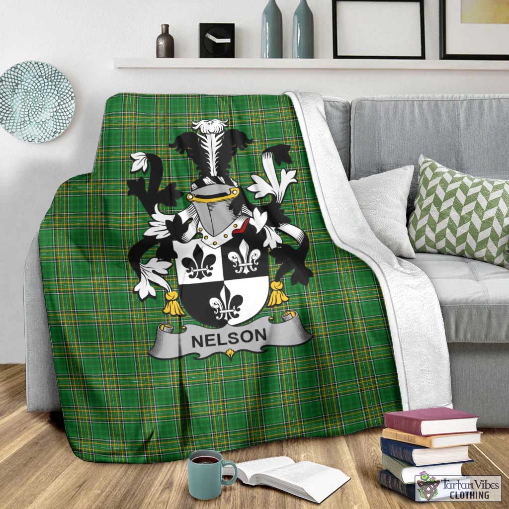 Tartan Vibes Clothing Nelson Irish Clan Tartan Blanket with Coat of Arms