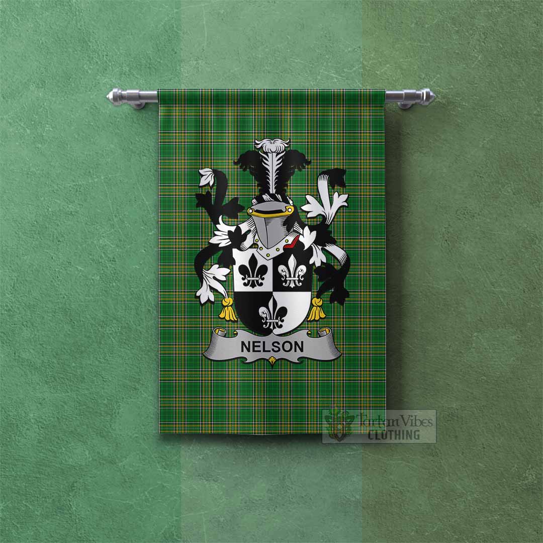 Tartan Vibes Clothing Nelson Irish Clan Tartan Gonfalon, Tartan Banner with Coat of Arms