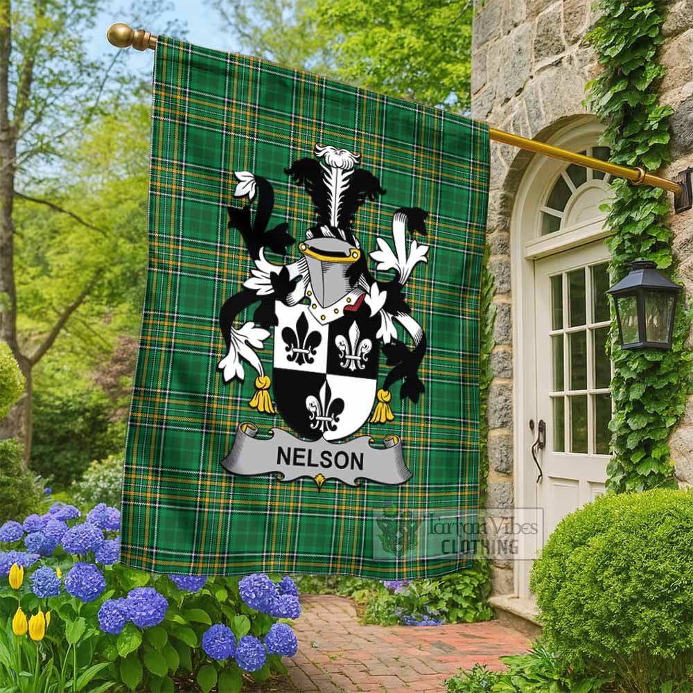 Nelson Irish Clan Tartan Flag with Coat of Arms
