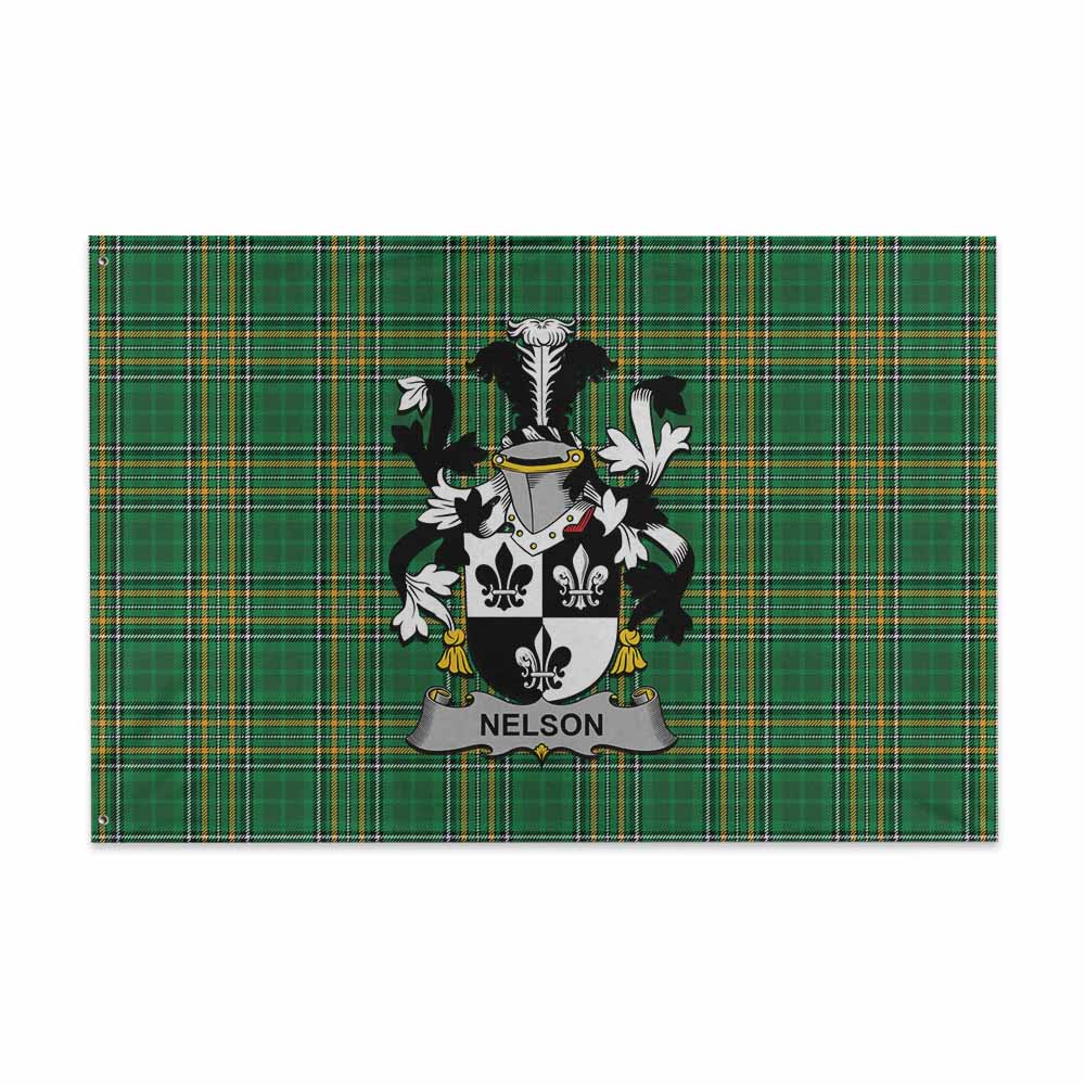 Tartan Vibes Clothing Nelson Irish Clan Tartan House Flag with Coat of Arms
