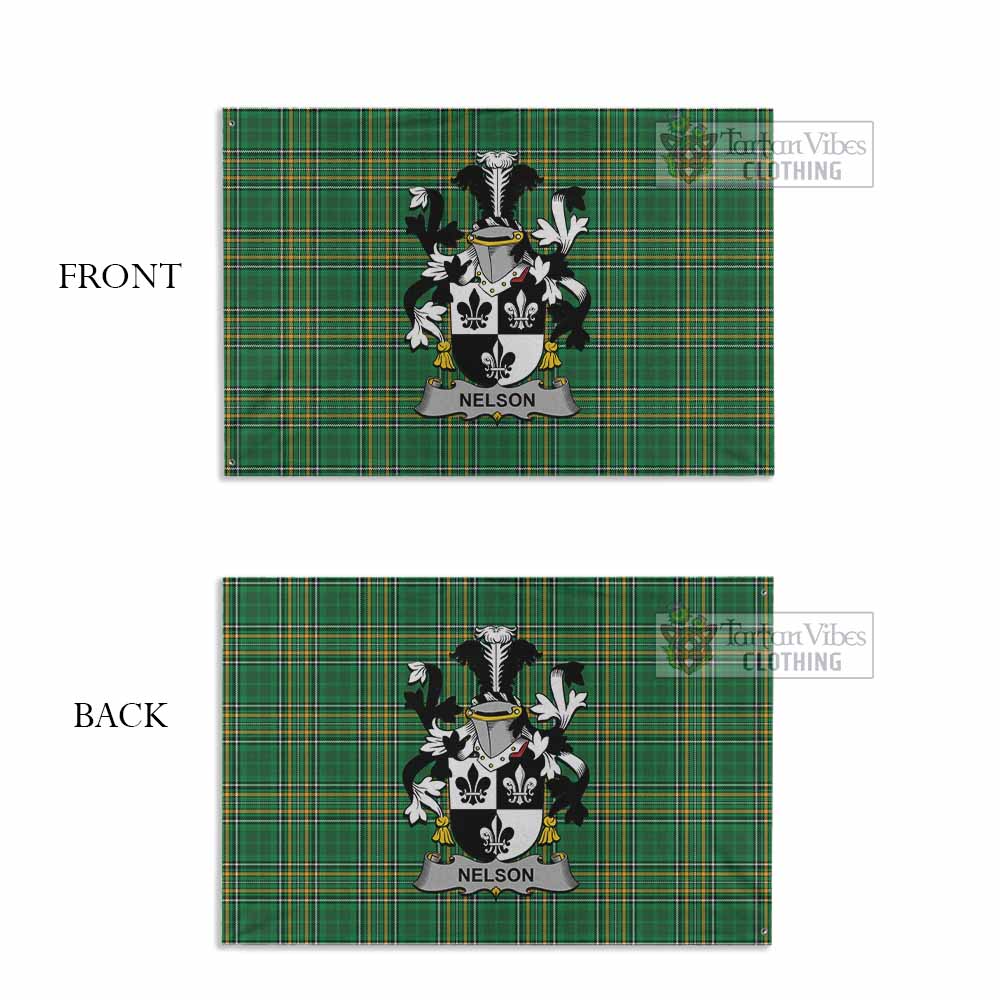 Tartan Vibes Clothing Nelson Irish Clan Tartan House Flag with Coat of Arms