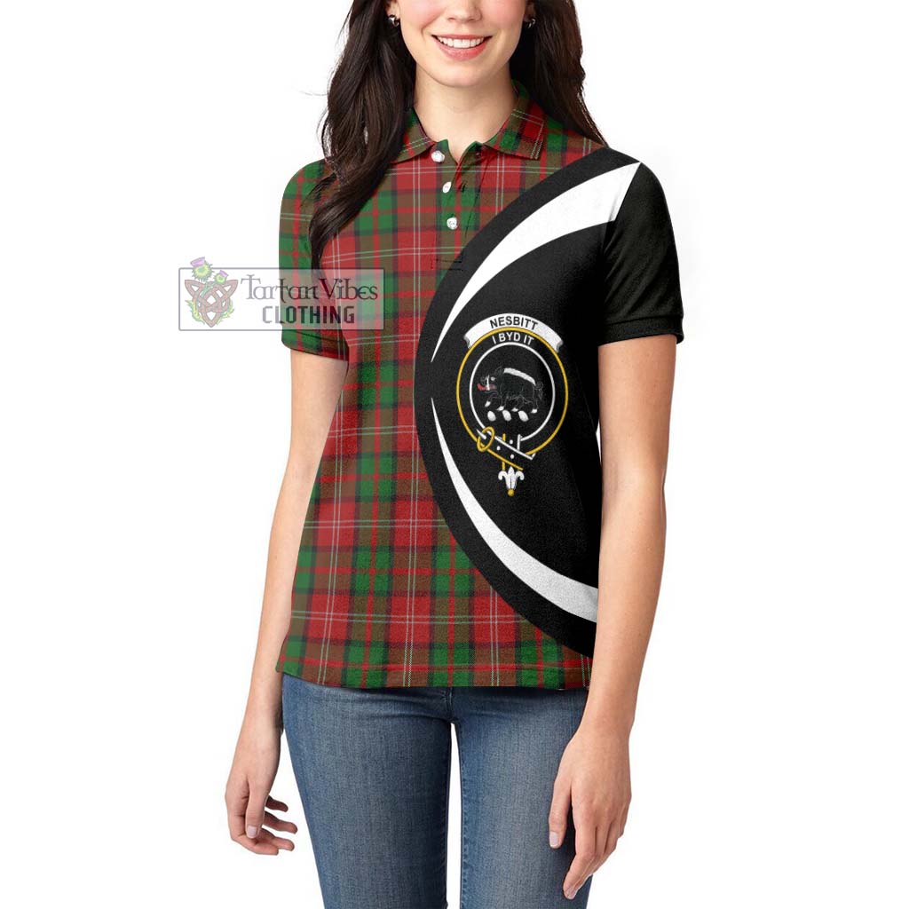 Nesbitt Tartan Women's Polo Shirt with Family Crest Circle Style - Tartan Vibes Clothing