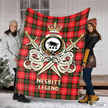 Nesbitt Modern Tartan Blanket with Clan Crest and the Golden Sword of Courageous Legacy