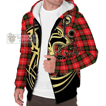 Nesbitt (Nisbet) Tartan Sherpa Hoodie with Family Crest Celtic Wolf Style