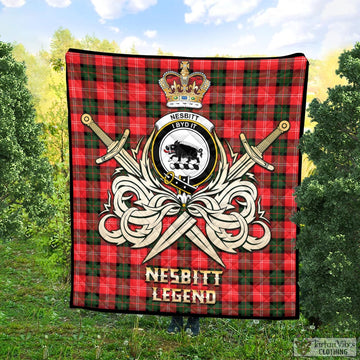 Nesbitt Modern Tartan Quilt with Clan Crest and the Golden Sword of Courageous Legacy