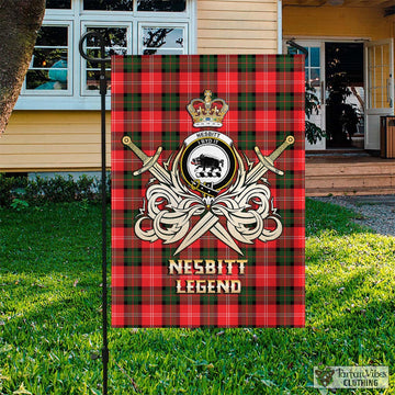 Nesbitt (Nisbet) Tartan Garden Flag with Clan Crest and the Golden Sword of Courageous Legacy