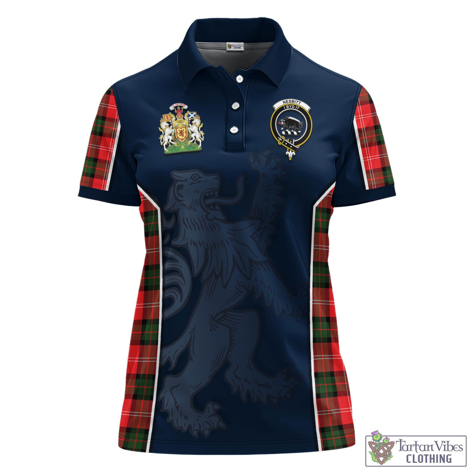 Tartan Vibes Clothing Nesbitt Modern Tartan Women's Polo Shirt with Family Crest and Lion Rampant Vibes Sport Style