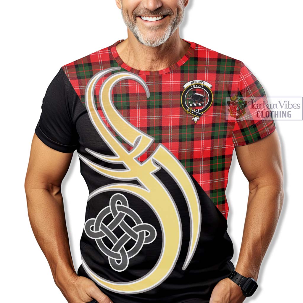Nesbitt (Nisbet) Tartan T-Shirt with Family Crest and Celtic Symbol Style - Tartan Vibes Clothing