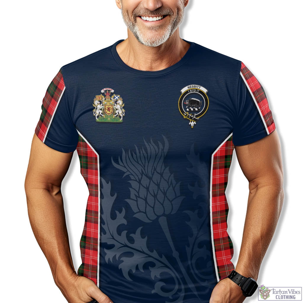 Tartan Vibes Clothing Nesbitt Modern Tartan T-Shirt with Family Crest and Scottish Thistle Vibes Sport Style