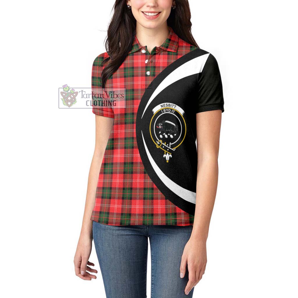 Nesbitt (Nisbet) Tartan Women's Polo Shirt with Family Crest Circle Style - Tartan Vibes Clothing