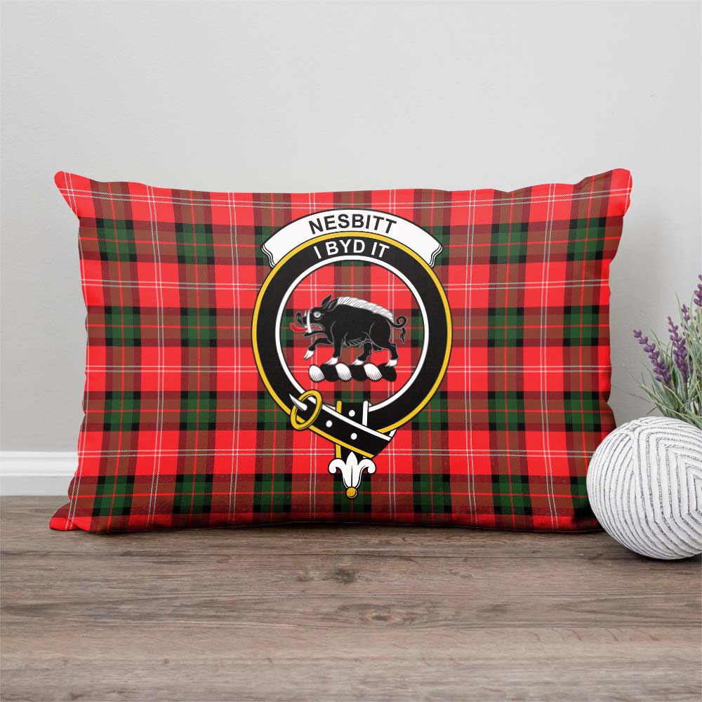 Nesbitt Modern Tartan Pillow Cover with Family Crest Rectangle Pillow Cover - Tartanvibesclothing