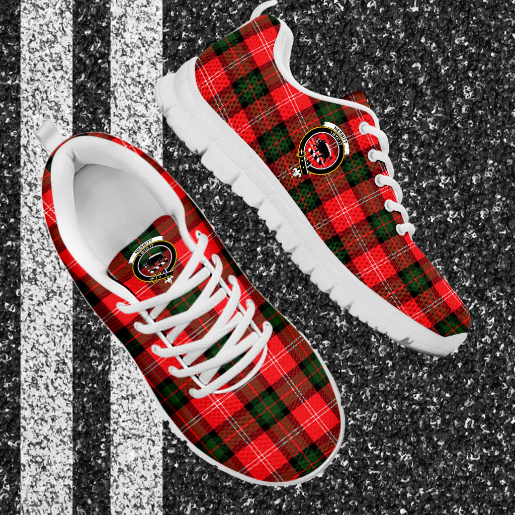 Nesbitt (Nisbet) Tartan Sneakers with Family Crest - Tartan Vibes Clothing