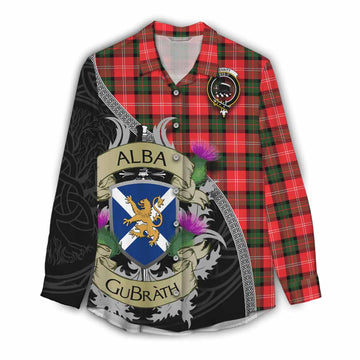 Tartan Vibes Clothing Nesbitt (Nisbet) Tartan Family Crest Women's Casual Shirt Lion Rampant Royal Thistle Shield Celtic Inspired