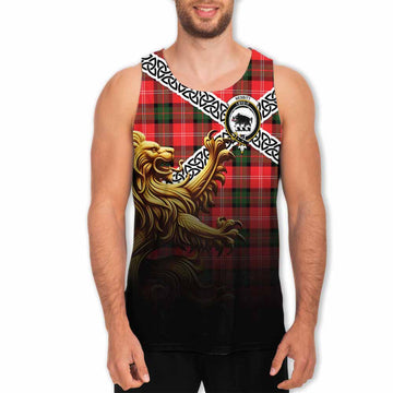Nesbitt (Nisbet) Crest Tartan Men's Tank Top with Golden Lion Emblem Celtic Style