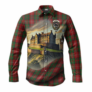 Nesbitt (Nisbet) Tartan Family Crest Long Sleeve Button Shirt with Scottish Ancient Castle Style