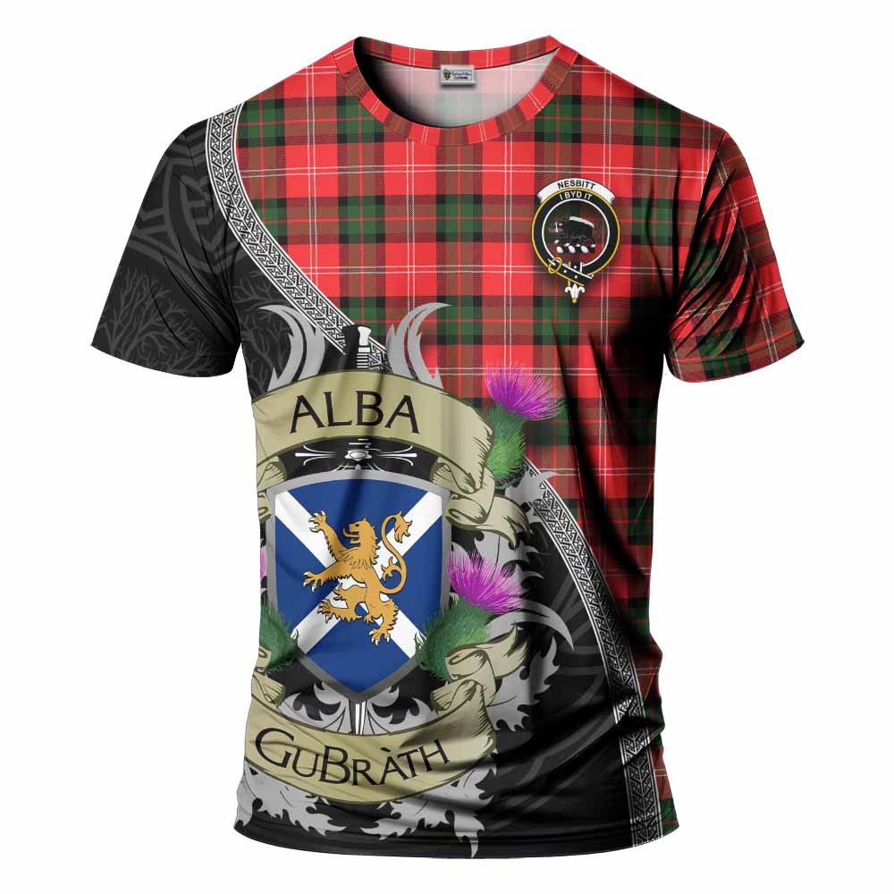 Tartan Vibes Clothing Nesbitt (Nisbet) Tartan Family Crest T-Shirt Lion Rampant Royal Thistle Shield Celtic Inspired