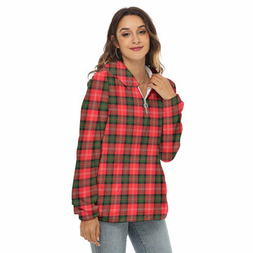 Nesbitt (Nisbet) Tartan Women's Borg Fleece Hoodie with Half Zip