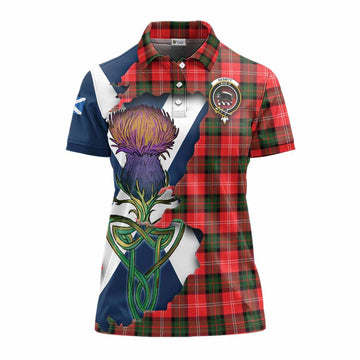 Tartan Vibes Clothing Nesbitt (Nisbet) Tartan Family Crest Women's Polo Shirt Scottish Thistle Celtic Inspired