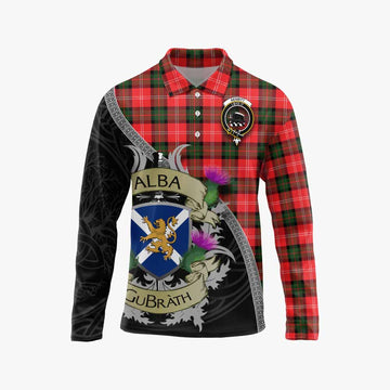 Tartan Vibes Clothing Nesbitt (Nisbet) Tartan Family Crest Long Sleeve Polo Shirt Lion Rampant Royal Thistle Shield Celtic Inspired