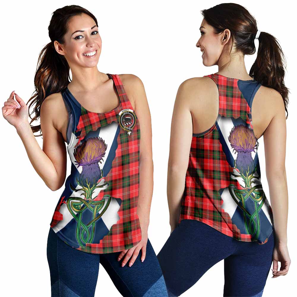 Tartan Vibes Clothing Nesbitt (Nisbet) Tartan Family Crest Women's Racerback Tanks Scottish Thistle Celtic Inspired