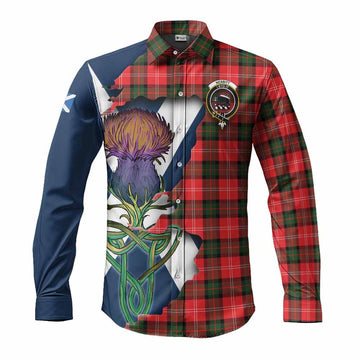Nesbitt (Nisbet) Tartan Family Crest Long Sleeve Button Shirt Scottish Thistle Celtic Inspired