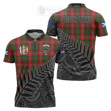 Nesbitt (Nisbet) Crest Tartan Zipper Polo Shirt with New Zealand Silver Fern Half Style