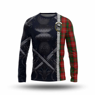 Tartan Vibes Clothing Nesbitt (Nisbet) Tartan Long Sleeve T-Shirt with Family Crest Cross Sword Thistle Celtic Vibes