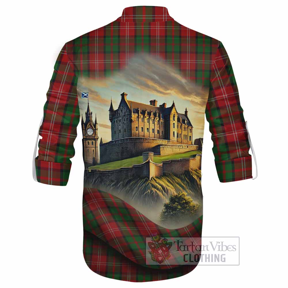 Tartan Vibes Clothing Nesbitt (Nisbet) Tartan Family Crest Ghillie Kilt Shirt with Scottish Ancient Castle Style