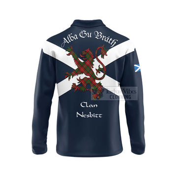 Tartan Vibes Clothing Nesbitt (Nisbet) Tartan Lion Rampant Long Sleeve Polo Shirt – Proudly Display Your Heritage with Alba Gu Brath and Clan Name