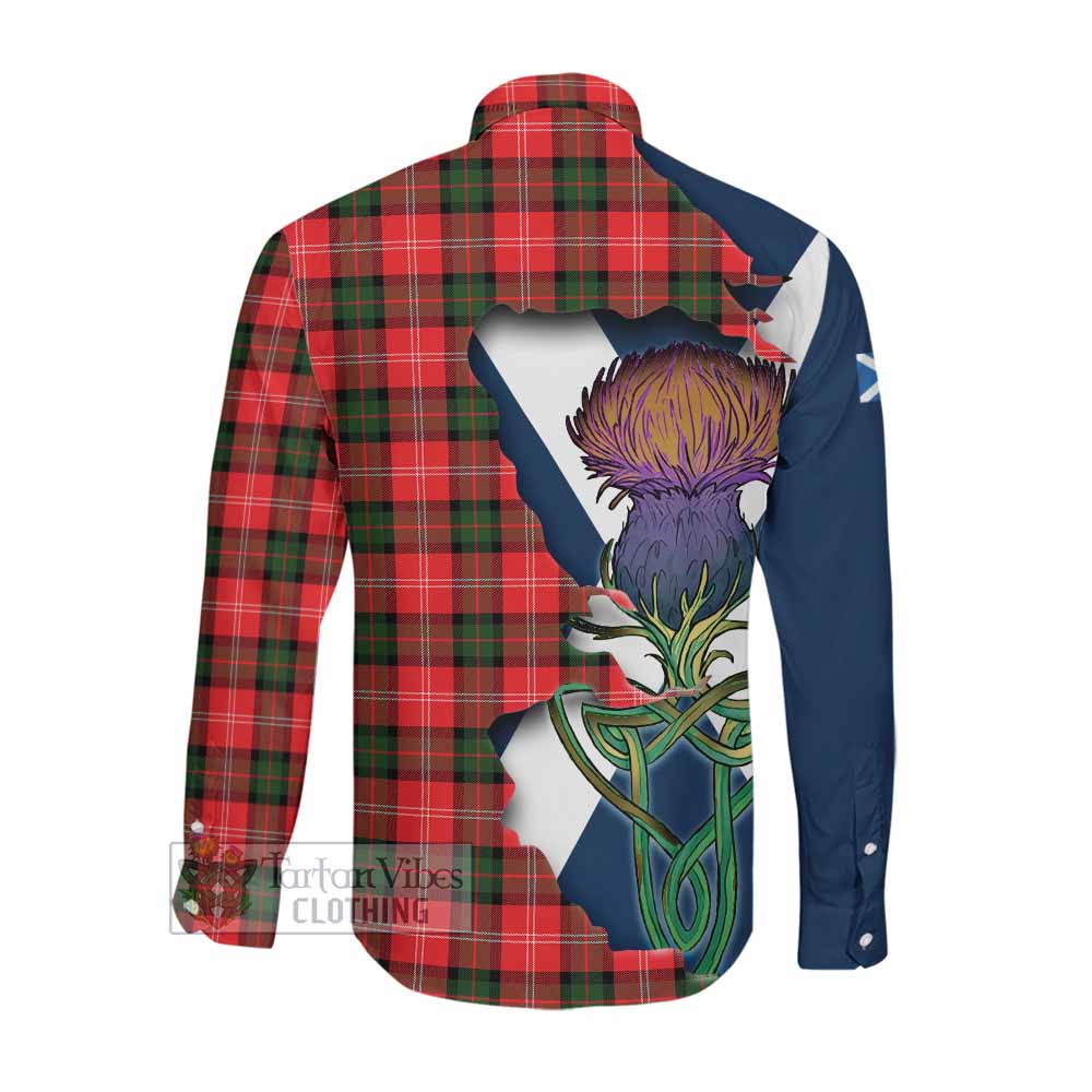 Tartan Vibes Clothing Nesbitt (Nisbet) Tartan Family Crest Long Sleeve Button Shirt Scottish Thistle Celtic Inspired