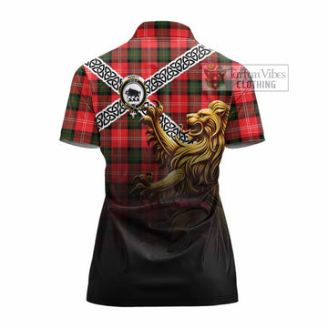 Tartan Vibes Clothing Nesbitt (Nisbet) Crest Tartan Women's Polo Shirt with Golden Lion Emblem Celtic Style