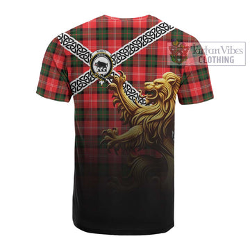 Nesbitt (Nisbet) Crest Tartan Cotton T-shirt with Golden Lion Emblem Celtic Style