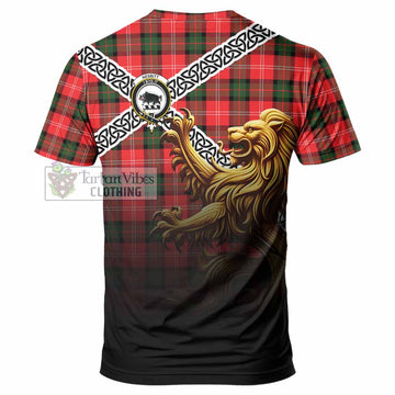 Nesbitt (Nisbet) Crest Tartan T-Shirt with Golden Lion Emblem Celtic Style