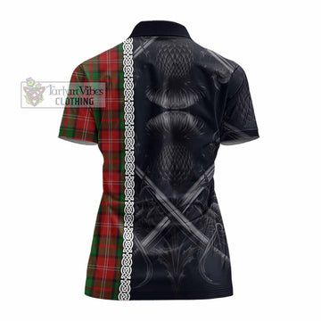 Tartan Vibes Clothing Nesbitt (Nisbet) Tartan Women's Polo Shirt with Family Crest Cross Sword Thistle Celtic Vibes