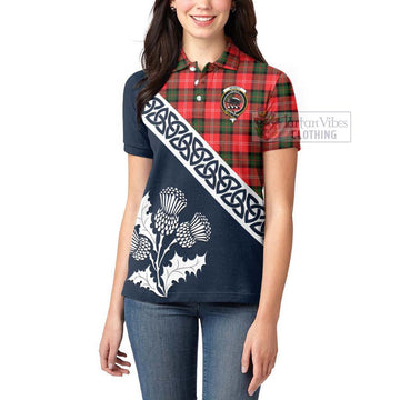 Tartan Vibes Clothing Nesbitt (Nisbet) Tartan Women's Polo Shirt Featuring Thistle and Scotland Map