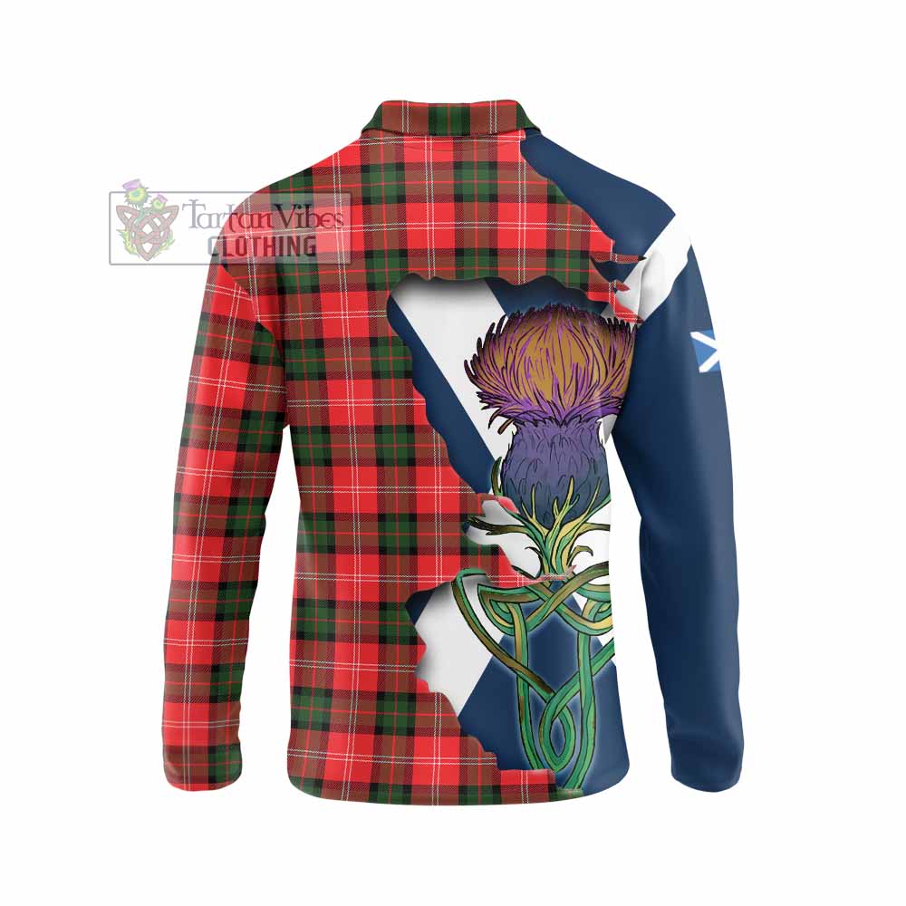 Tartan Vibes Clothing Nesbitt (Nisbet) Tartan Family Crest Long Sleeve Polo Shirt Scottish Thistle Celtic Inspired