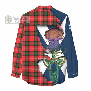 Tartan Vibes Clothing Nesbitt (Nisbet) Tartan Family Crest Women's Casual Shirt Scottish Thistle Celtic Inspired