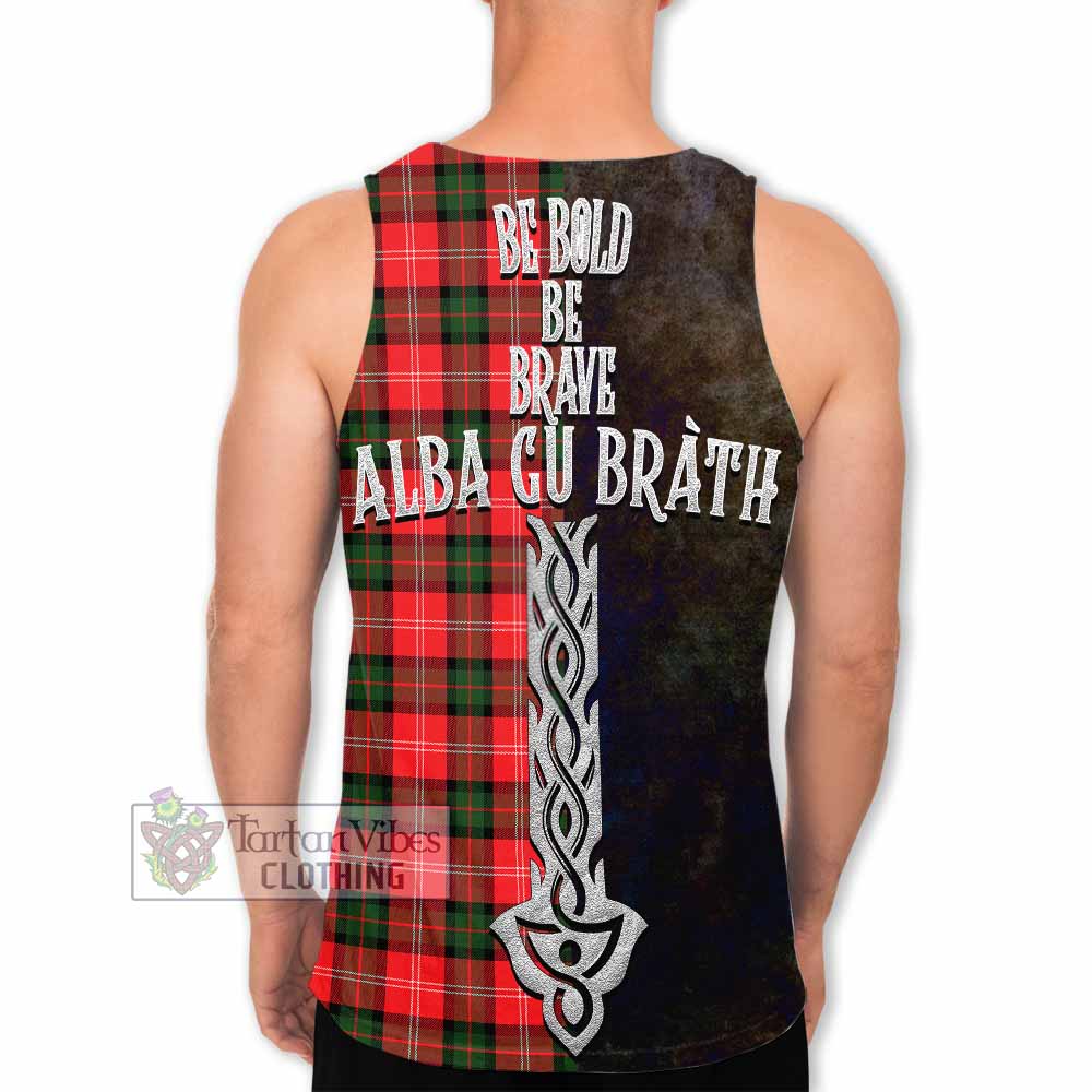 Tartan Vibes Clothing Nesbitt (Nisbet) Tartan Family Crest Men's Tank Top Alba Gu Brath Be Brave Lion Ancient Style