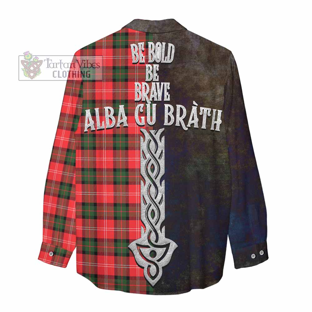 Tartan Vibes Clothing Nesbitt (Nisbet) Tartan Family Crest Women's Casual Shirt Alba Gu Brath Be Brave Lion Ancient Style