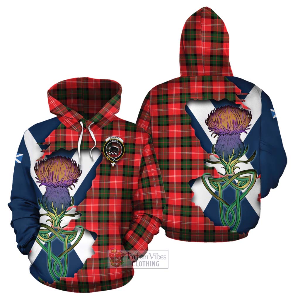 Tartan Vibes Clothing Nesbitt (Nisbet) Tartan Family Crest Cotton Hoodie Scottish Thistle Celtic Inspired