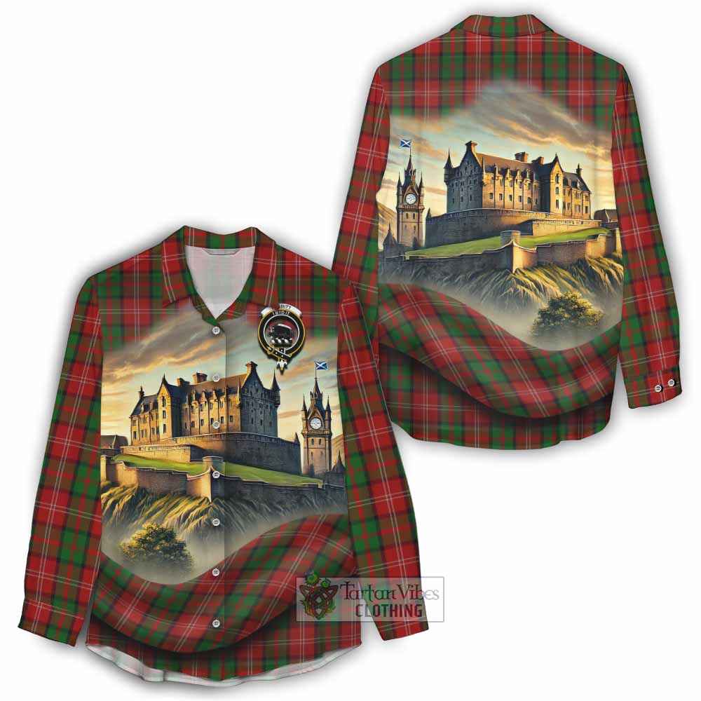 Tartan Vibes Clothing Nesbitt (Nisbet) Tartan Family Crest Women's Casual Shirt with Scottish Ancient Castle Style