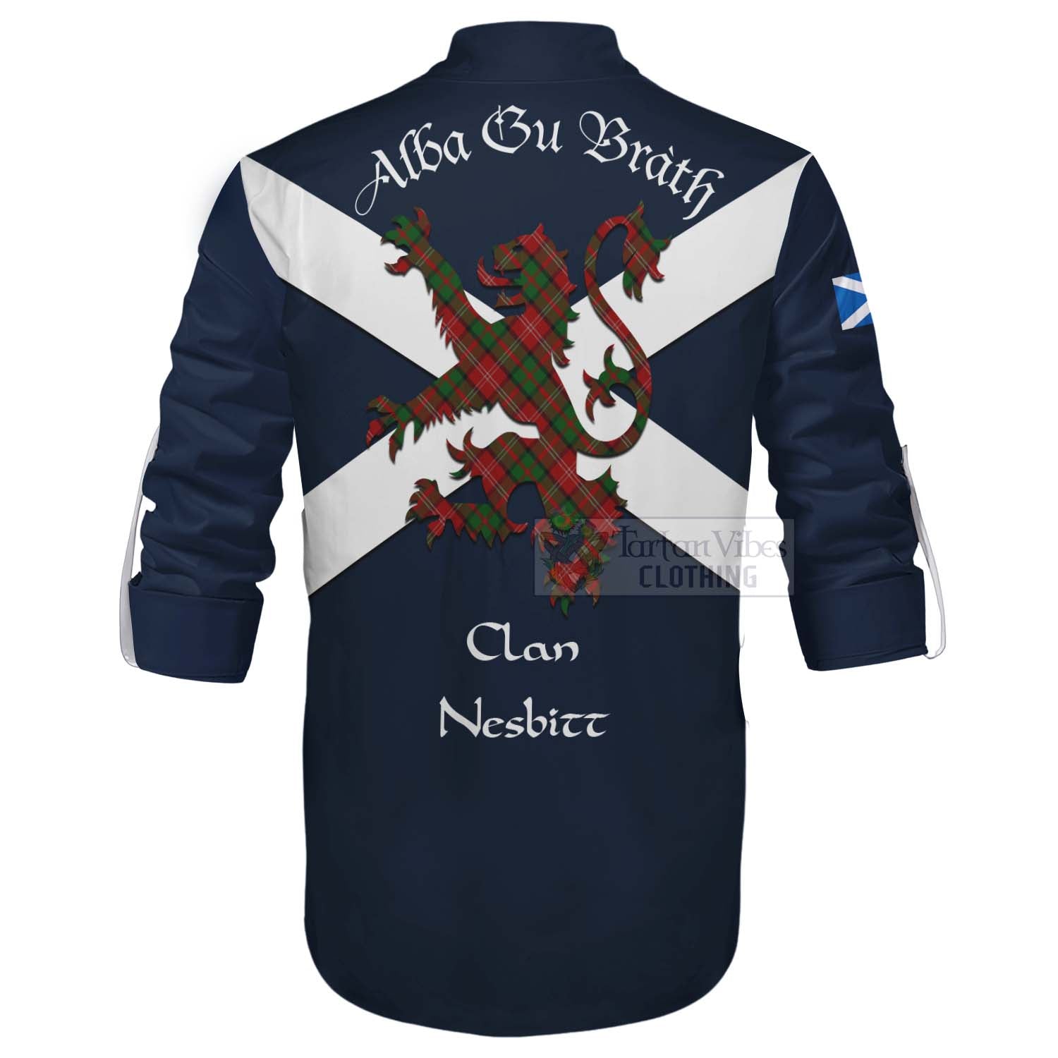 Tartan Vibes Clothing Nesbitt (Nisbet) Tartan Lion Rampant Ghillie Kilt Shirt Proudly Display Your Heritage with Alba Gu Brath and Clan Name