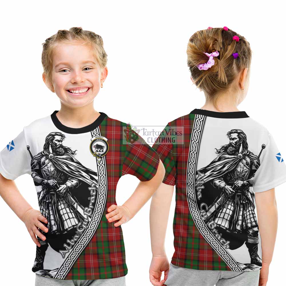 Nesbitt (Nisbet) Tartan Clan Crest Kid T-Shirt with Highlander Warrior Celtic Style